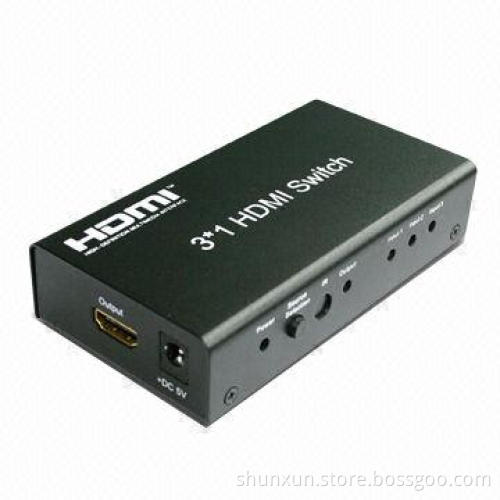 3 x 1 Mini HDMI Switch, Supports 3D Video Format, 1080 Pixels, 6.75Gbps Data Transfer Speed